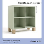 California sage with driftwood bookcase open storage callout