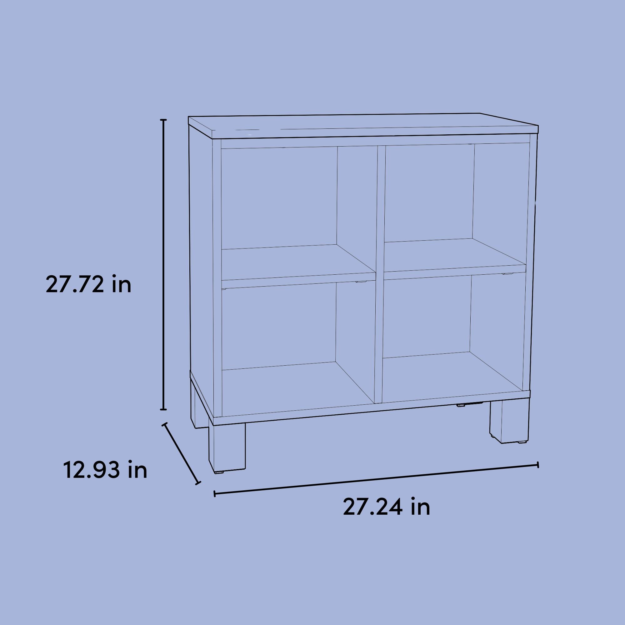 California bookcase dimensions cartoon drawing
