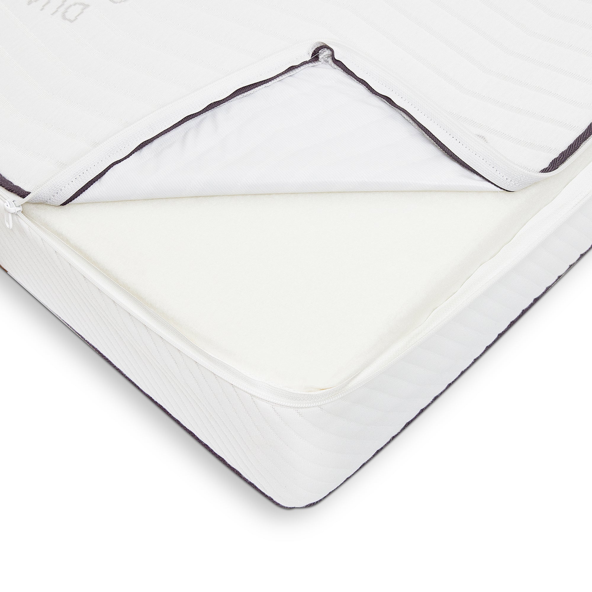 Graco Dual Comfort mattress with mattress cover unzipped
