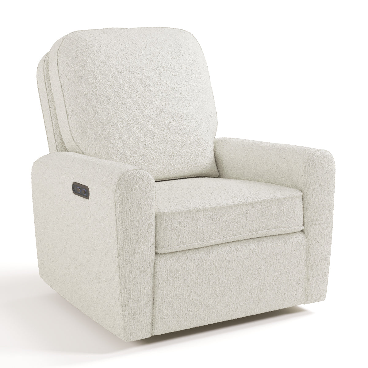 amalfi ivory boucle power recliner angle view