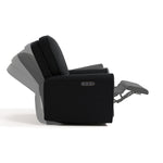 amalfi black boucle power recliner side view with reclining shadows