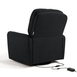 amalfi black boucle power recliner back view with electrical cord