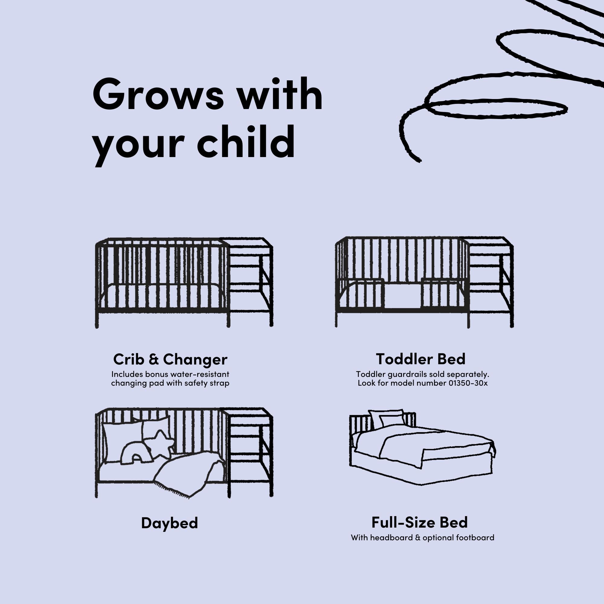 Steveston crib and changer drawing of 4 conversions