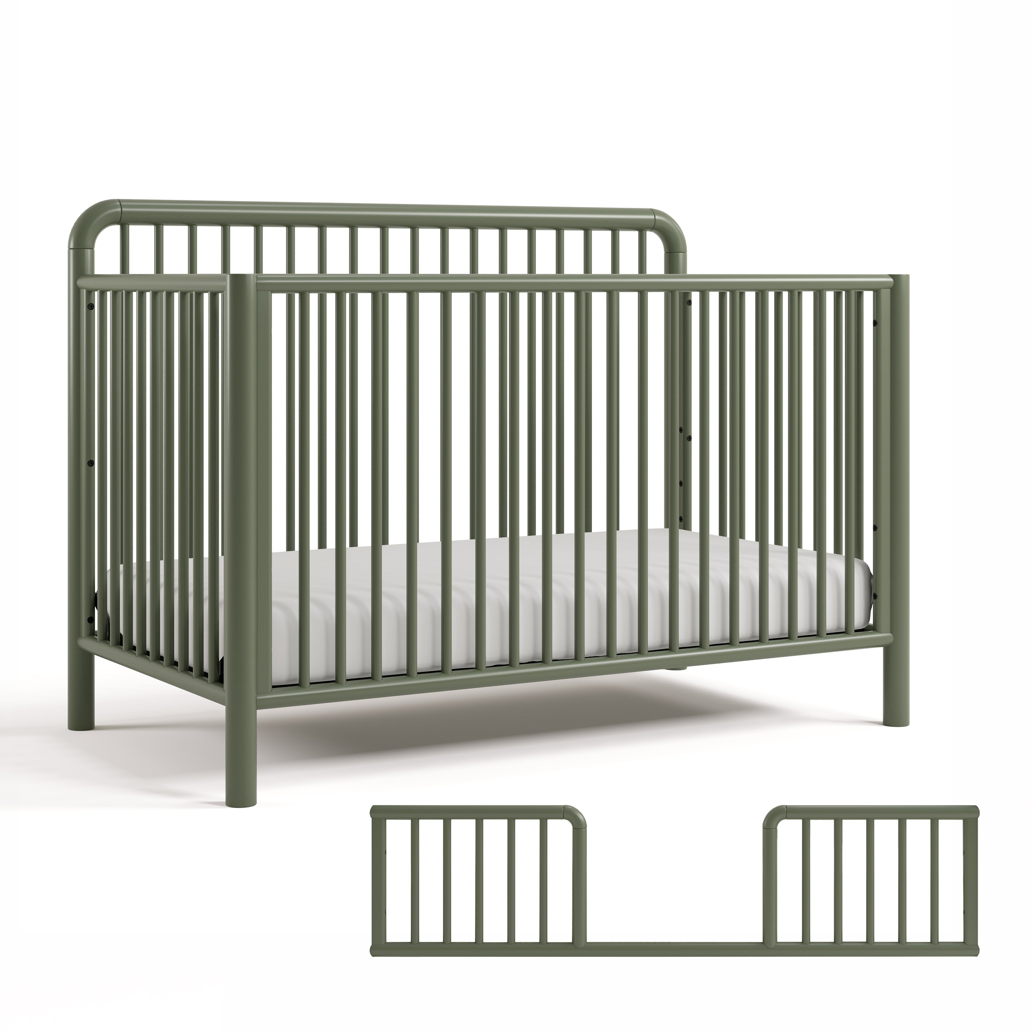Porto Convertible Crib with Toddler Rail in Olive