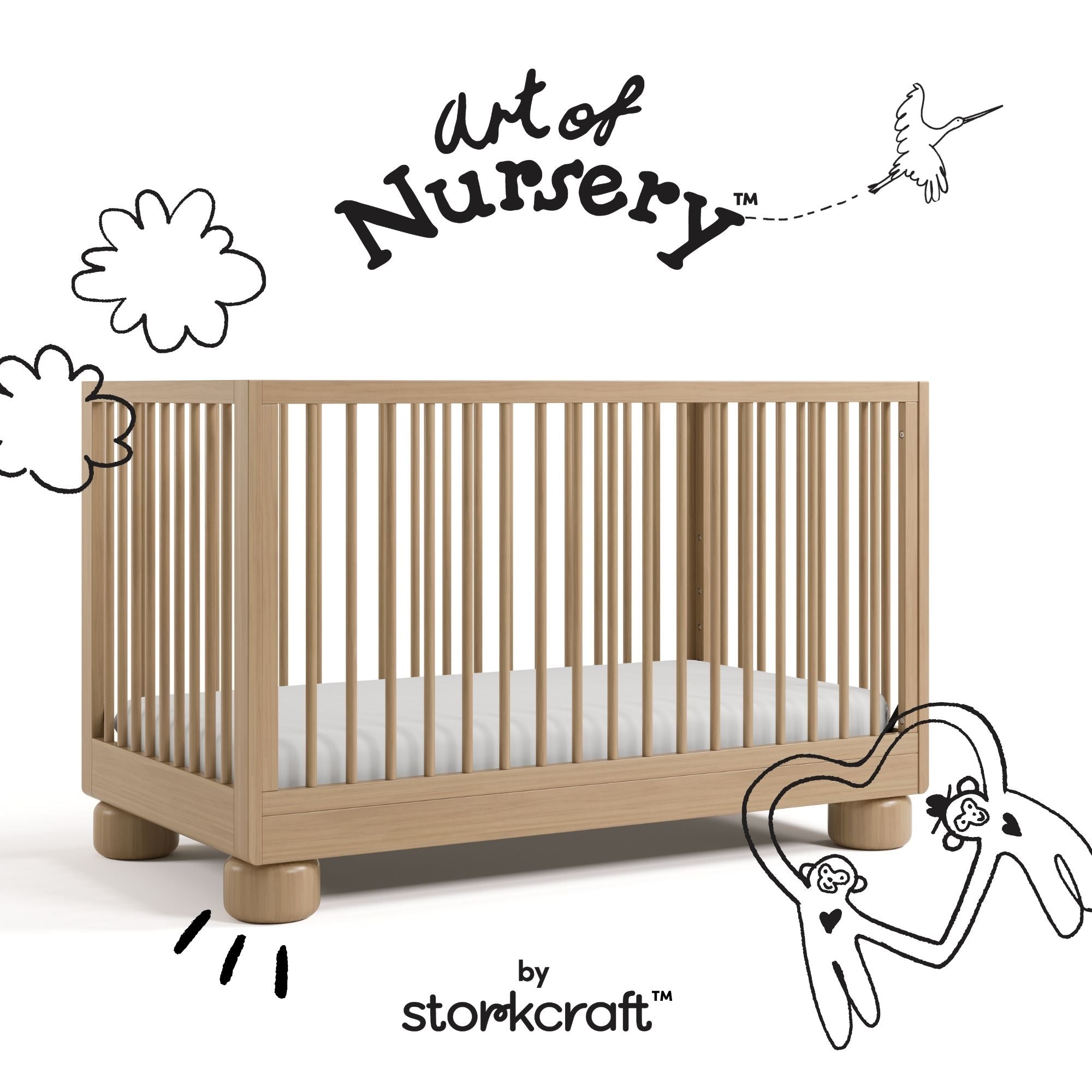 Storkcraft Sorrento 3-in-1 Convertible Crib with Bonus Toddler Guardrail.