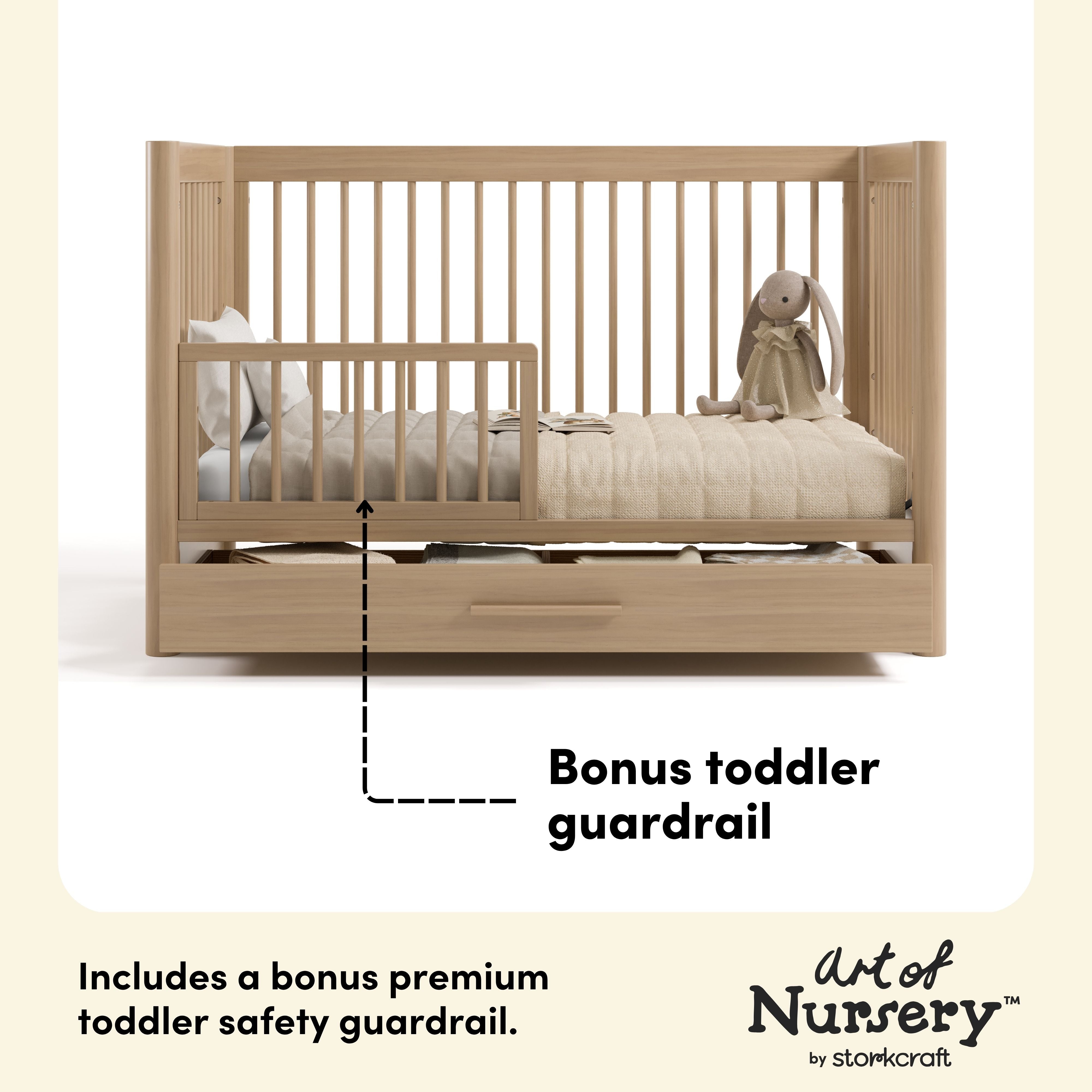 Storkcraft Malta 5-in-1 Convertible Crib with Drawer.