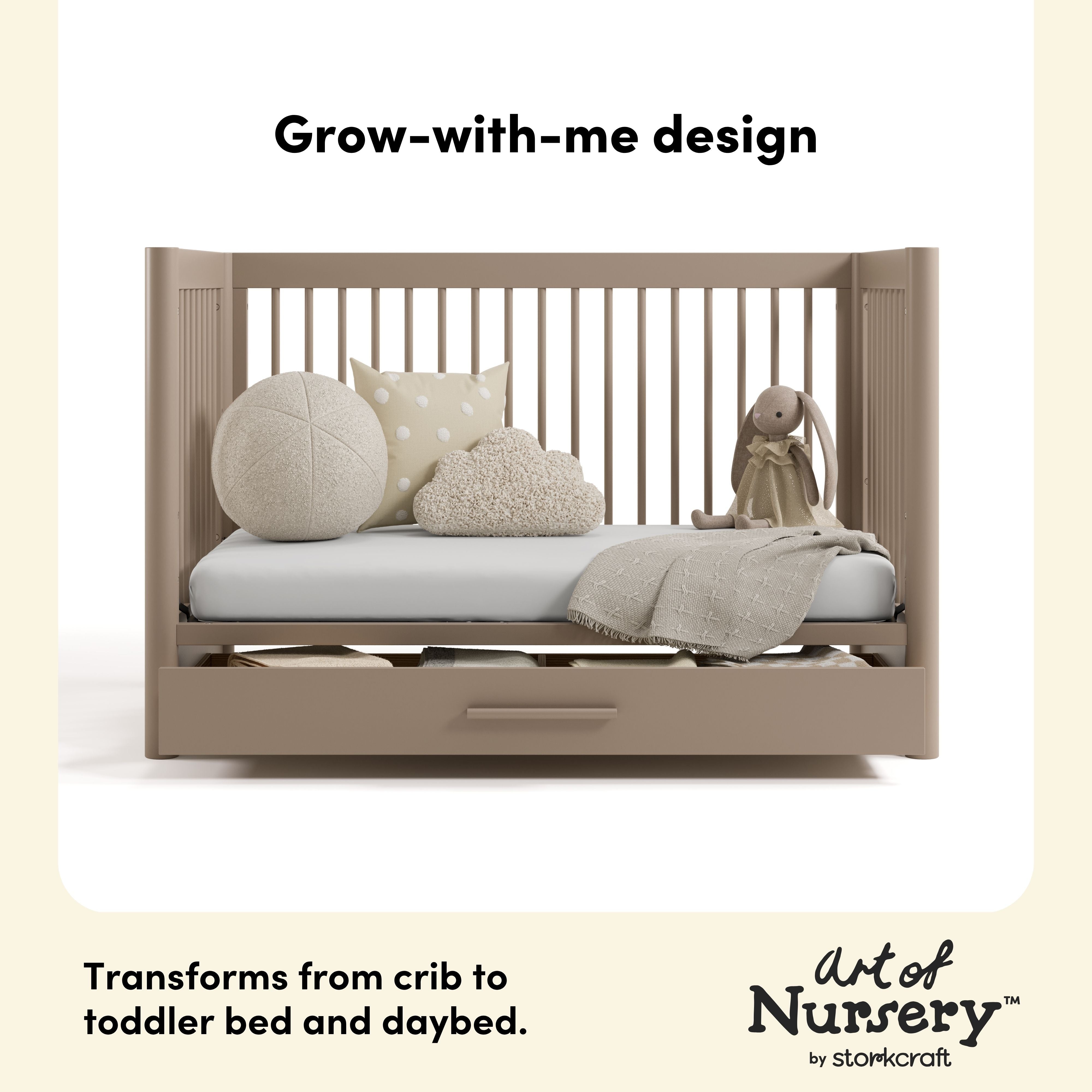 Storkcraft Malta 5-in-1 Convertible Crib with Drawer.