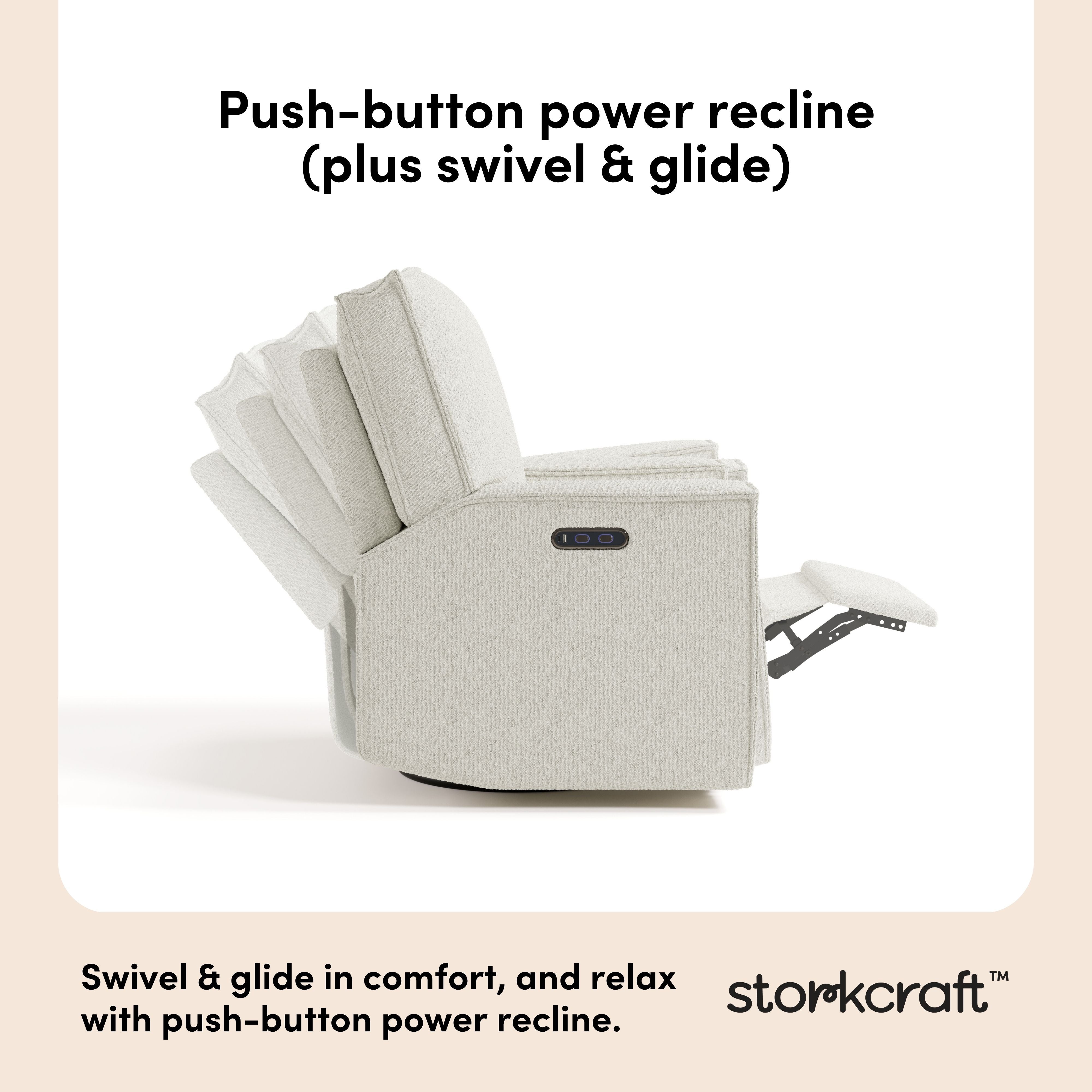 Storkcraft Texas Nursery Power Recliner Swivel Glider.