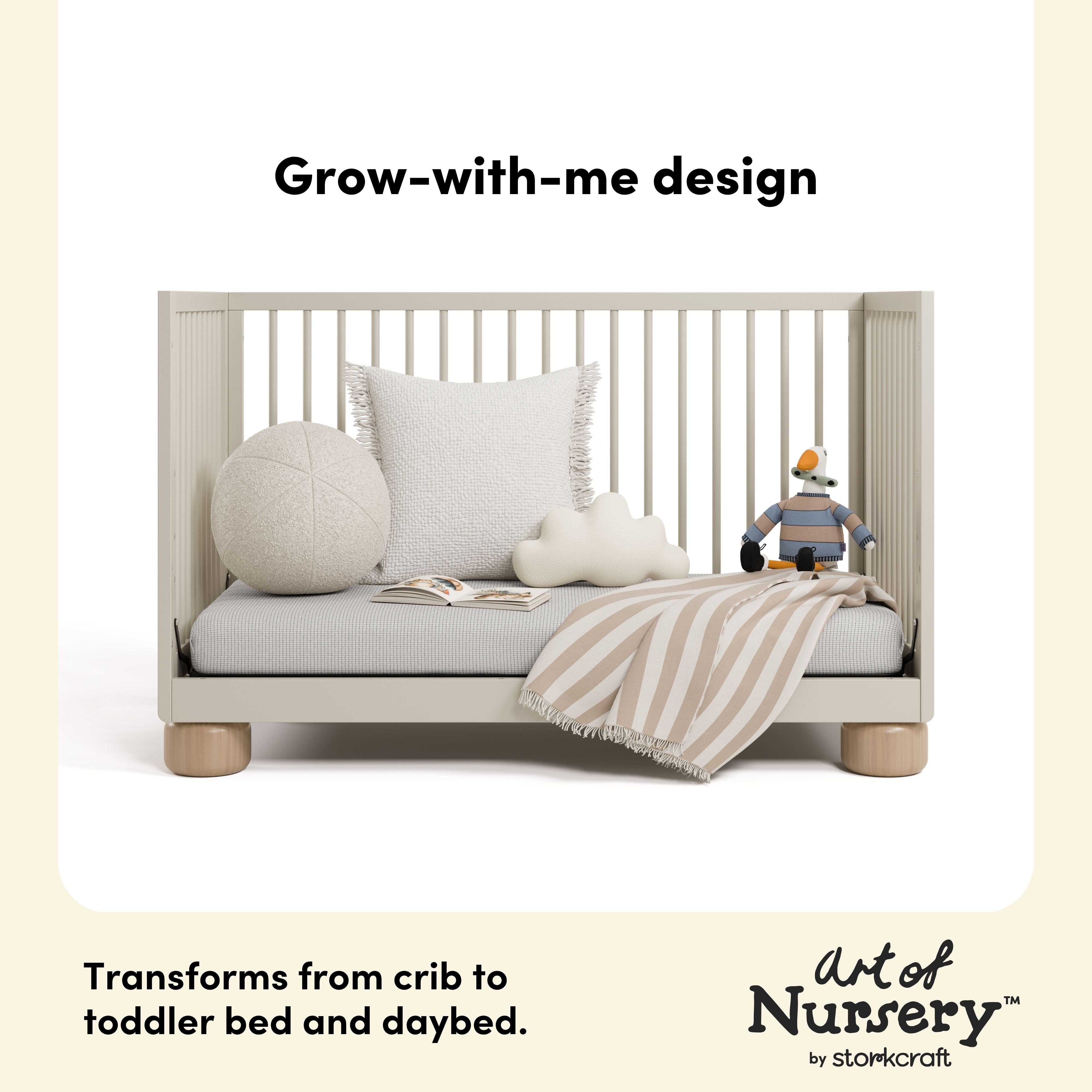 Storkcraft Sorrento 3-in-1 Convertible Crib with Bonus Toddler Guardrail.