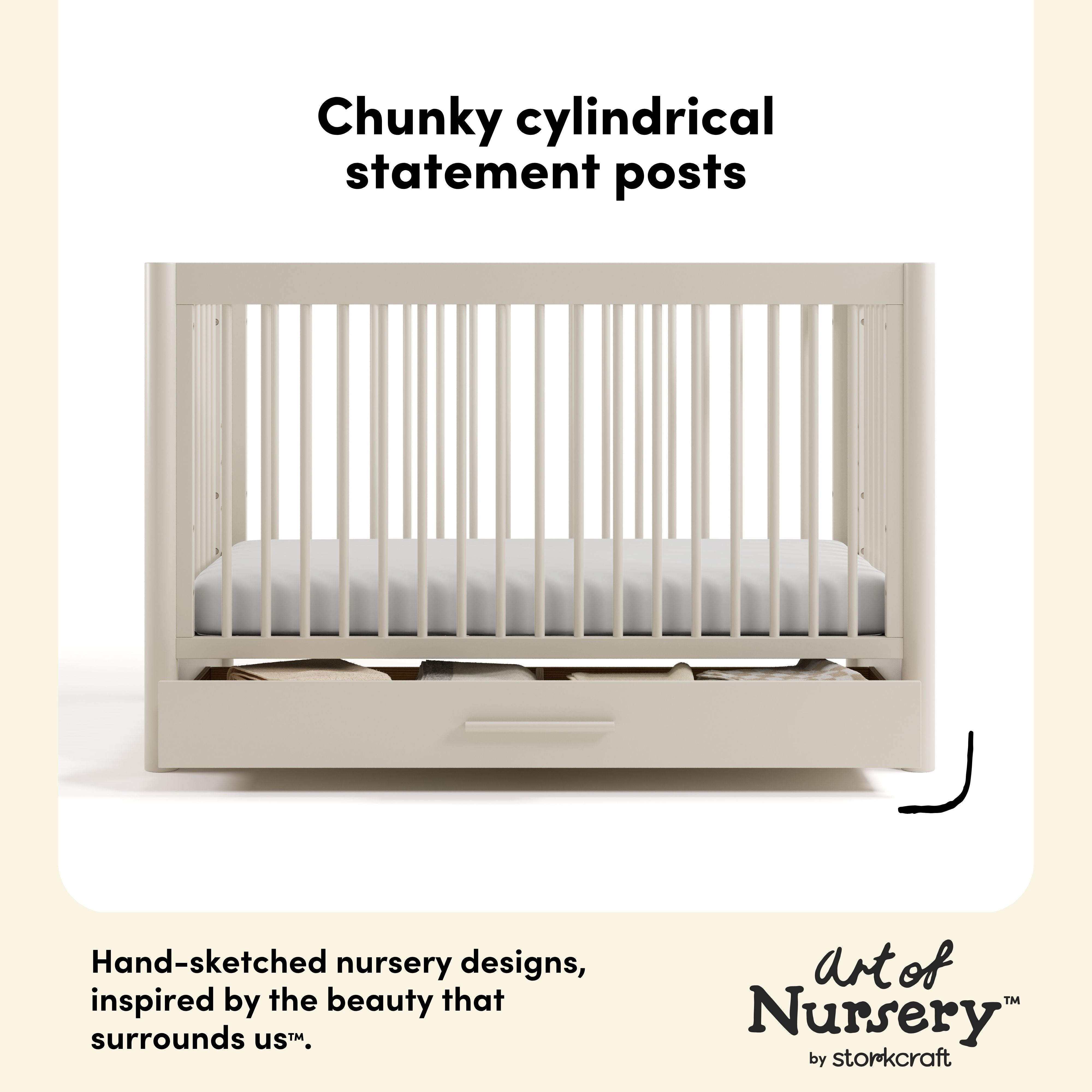 Storkcraft Malta 5-in-1 Convertible Crib with Drawer.
