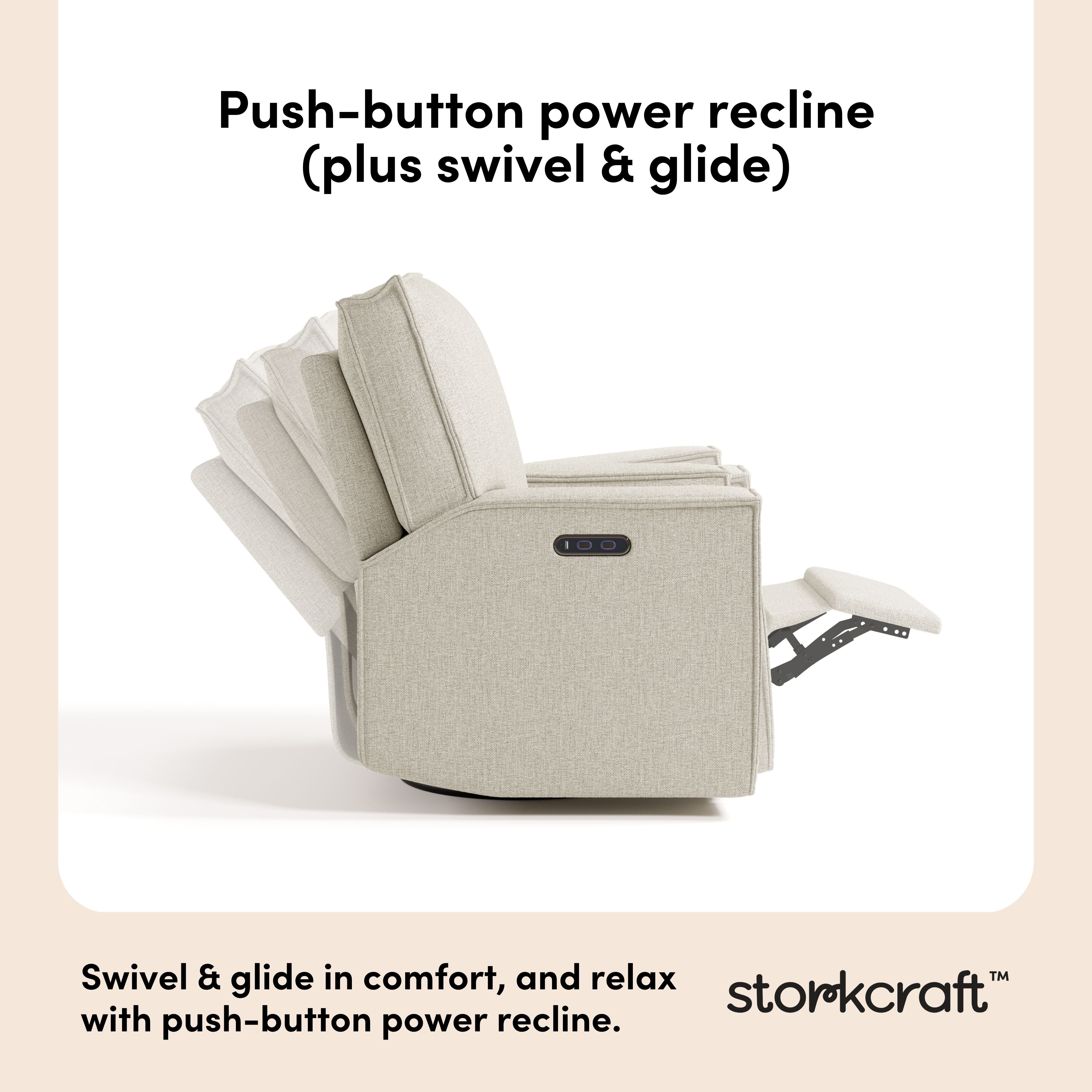 Storkcraft Texas Nursery Power Recliner Swivel Glider.