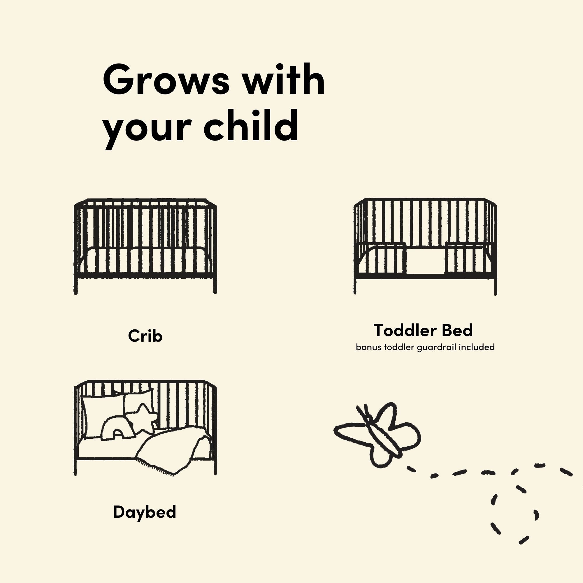 Storkcraft Sorrento 3-in-1 Convertible Crib with Bonus Toddler Guardrail.