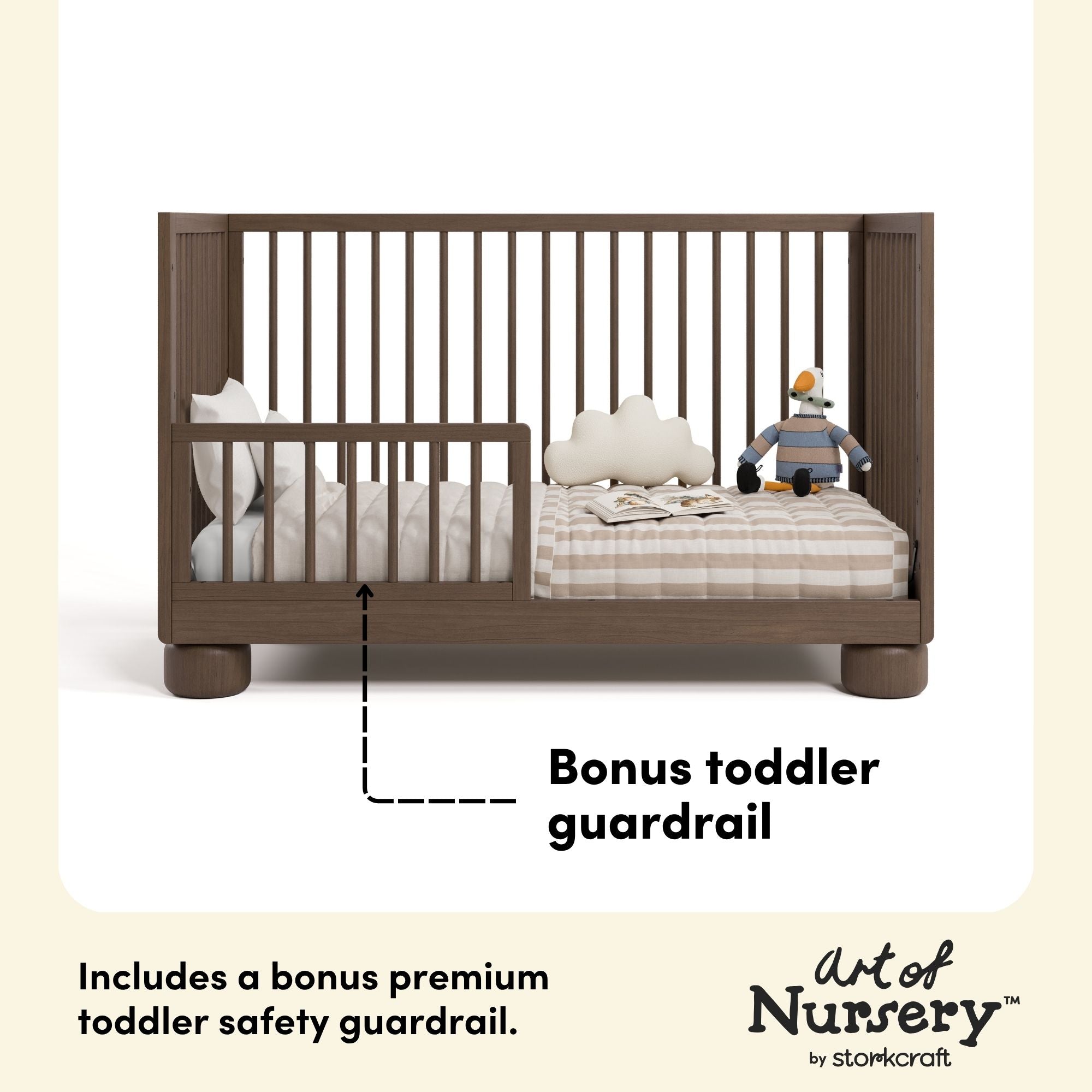 Storkcraft Sorrento 3-in-1 Convertible Crib with Bonus Toddler Guardrail.