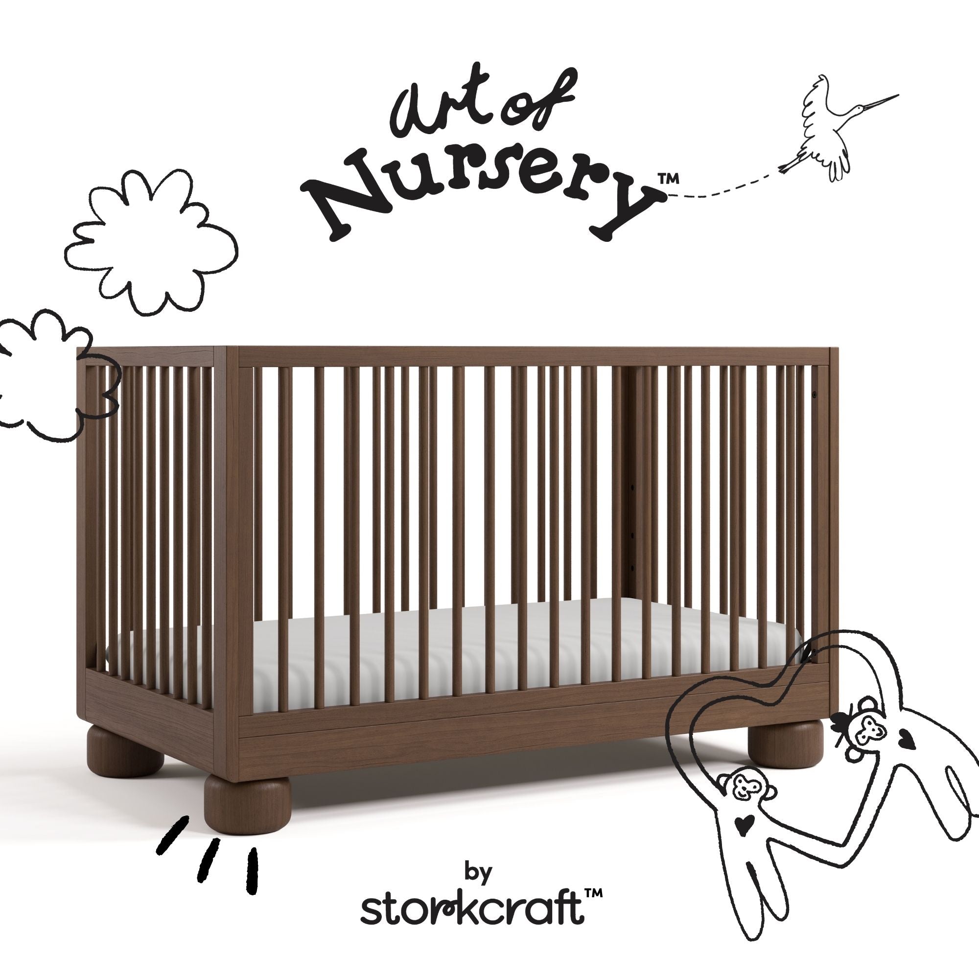 Storkcraft Sorrento 3-in-1 Convertible Crib with Bonus Toddler Guardrail.