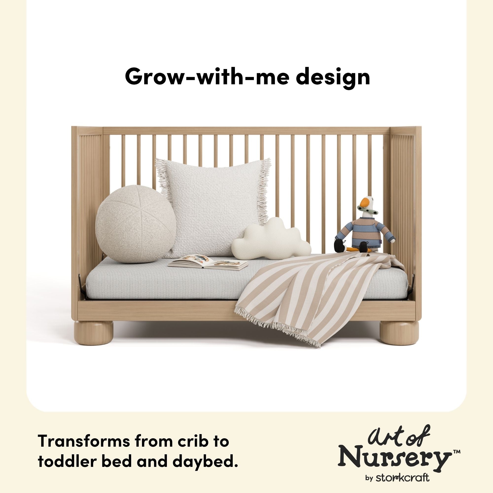 Storkcraft Sorrento 3-in-1 Convertible Crib with Bonus Toddler Guardrail.