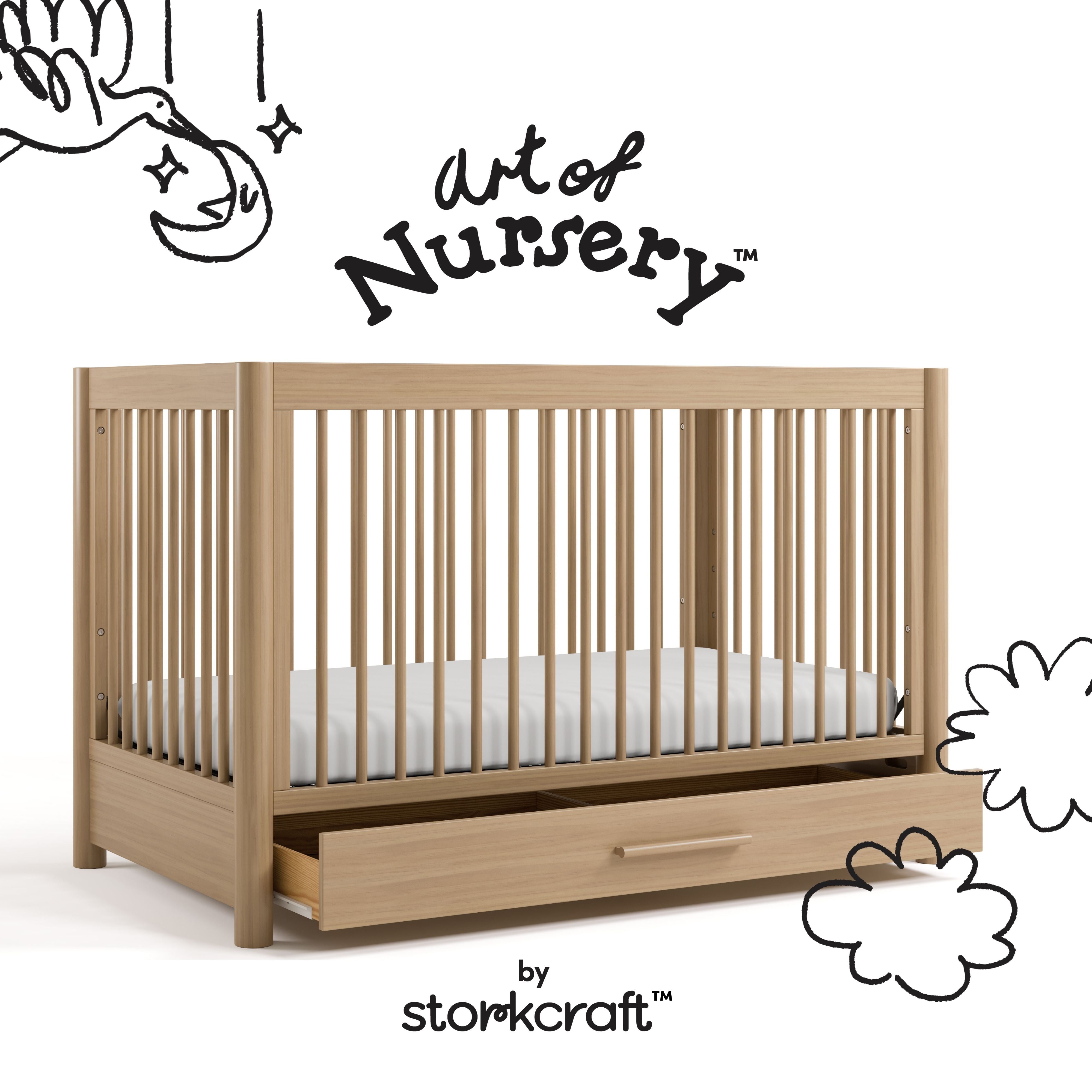 Storkcraft Malta 5-in-1 Convertible Crib with Drawer.