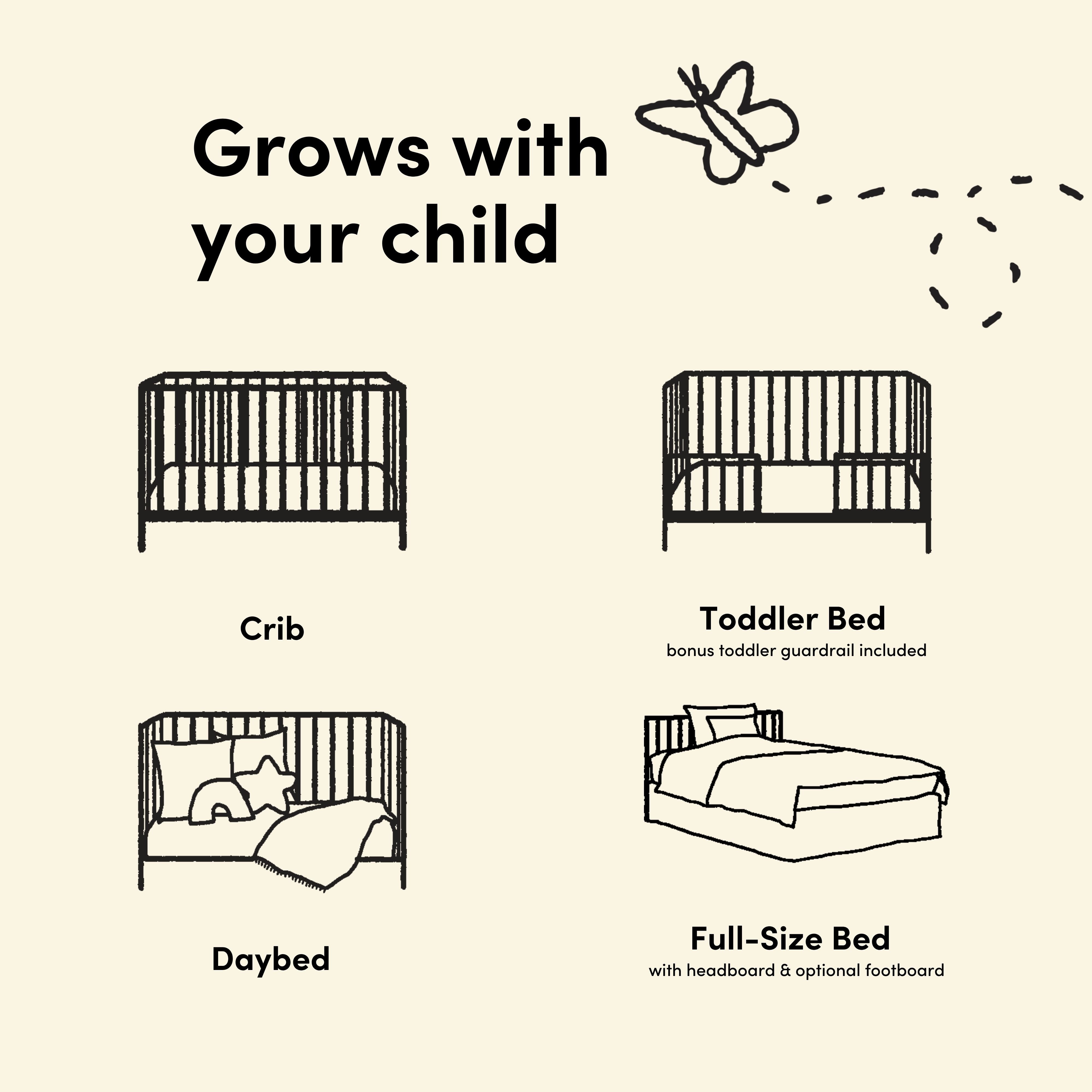 Storkcraft Malta 5-in-1 Convertible Crib with Drawer.