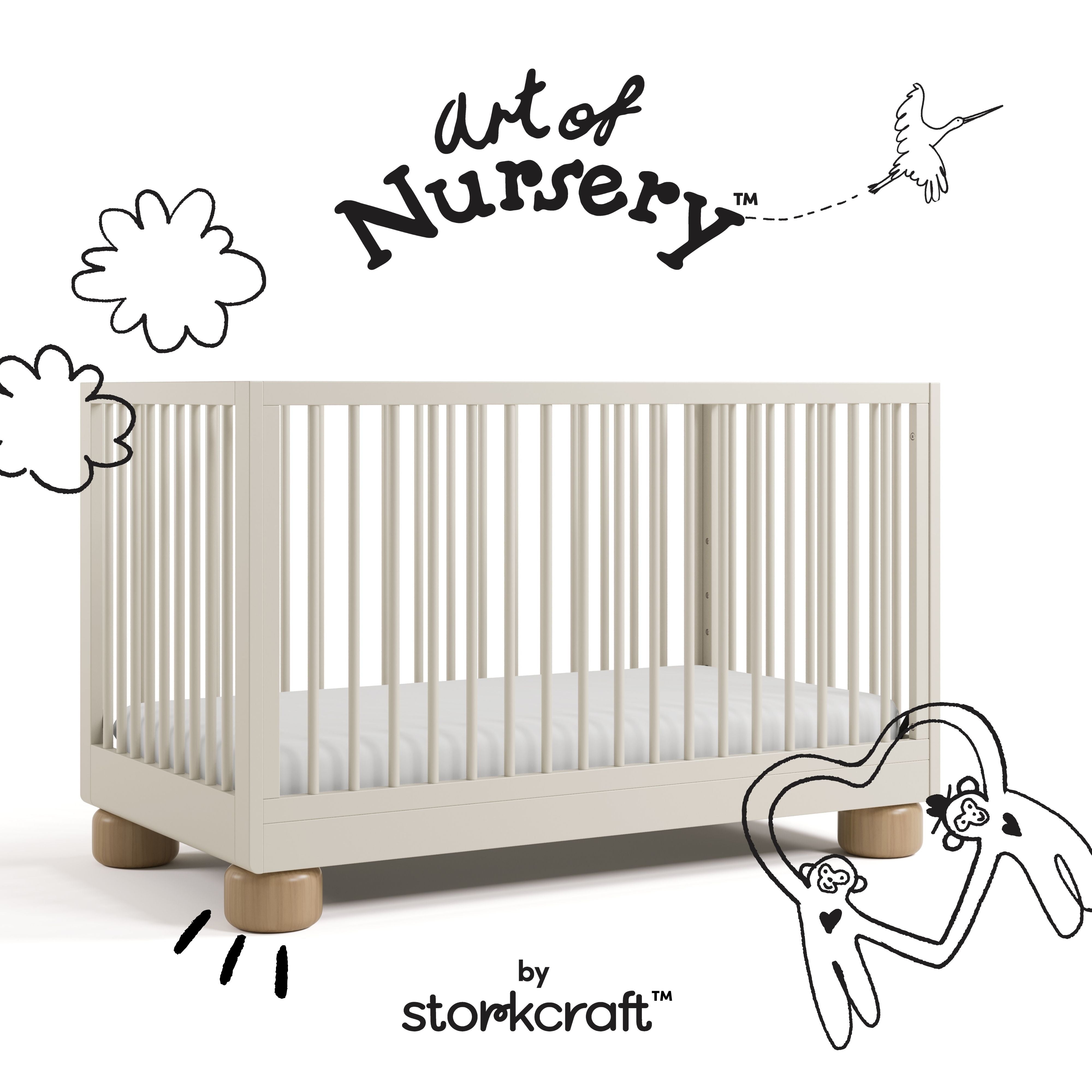 Storkcraft Sorrento 3-in-1 Convertible Crib with Bonus Toddler Guardrail.
