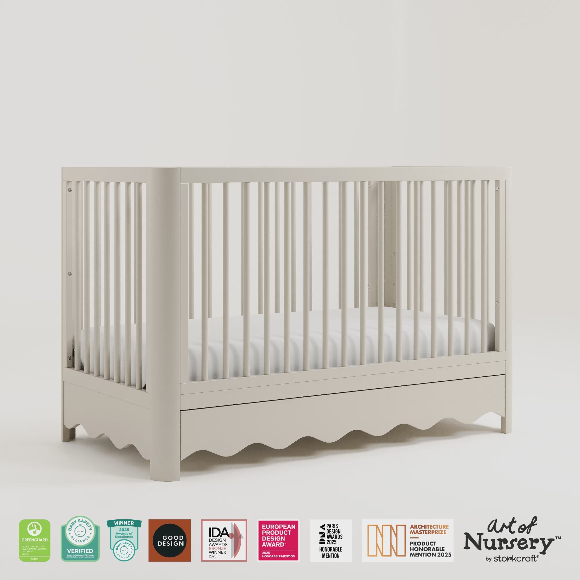 Casablanca frosted oat crib with drawer 360 video