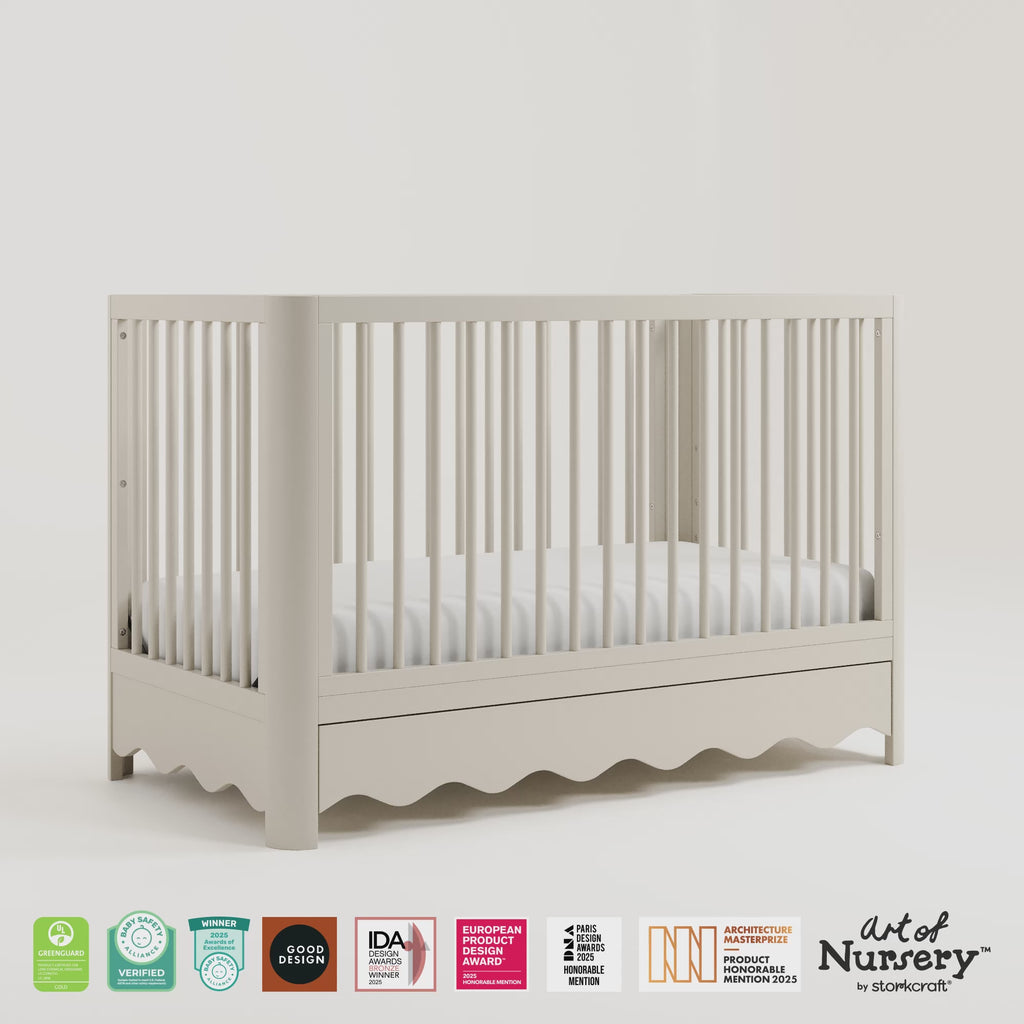Casablanca frosted oat crib with drawer 360 video