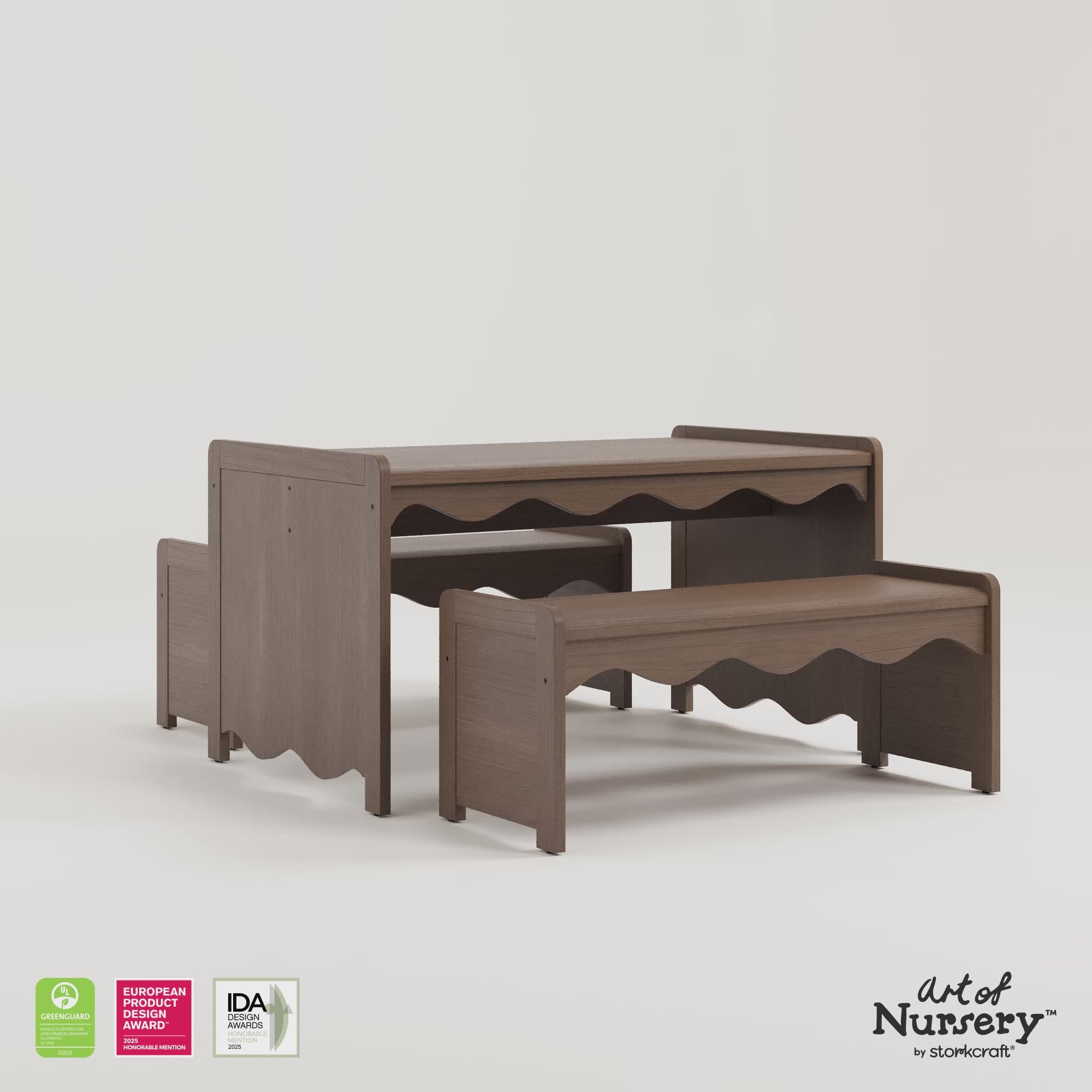 Casablanca hazelnut table and bench set 360 video