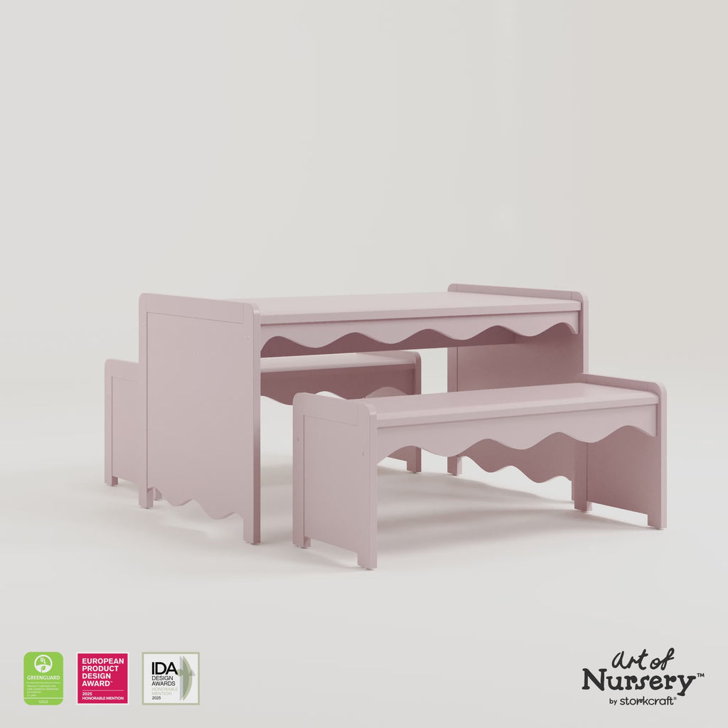 Casablanca blush table and bench set 360 video