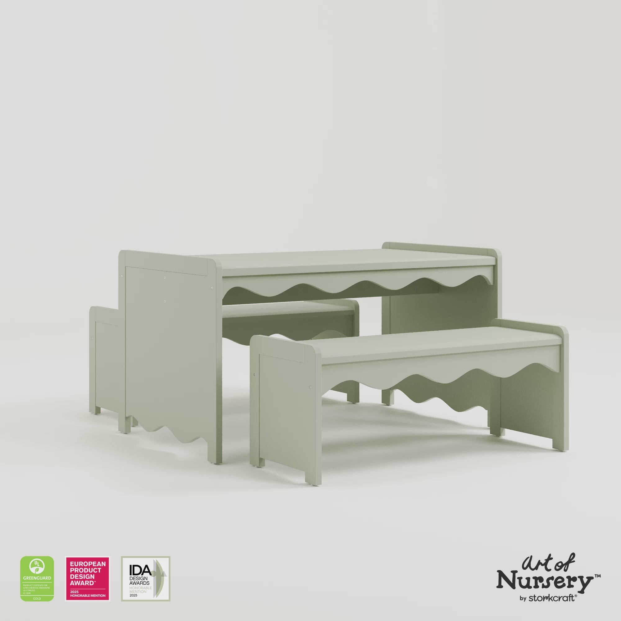 Casablanca sage table and bench set 360 video