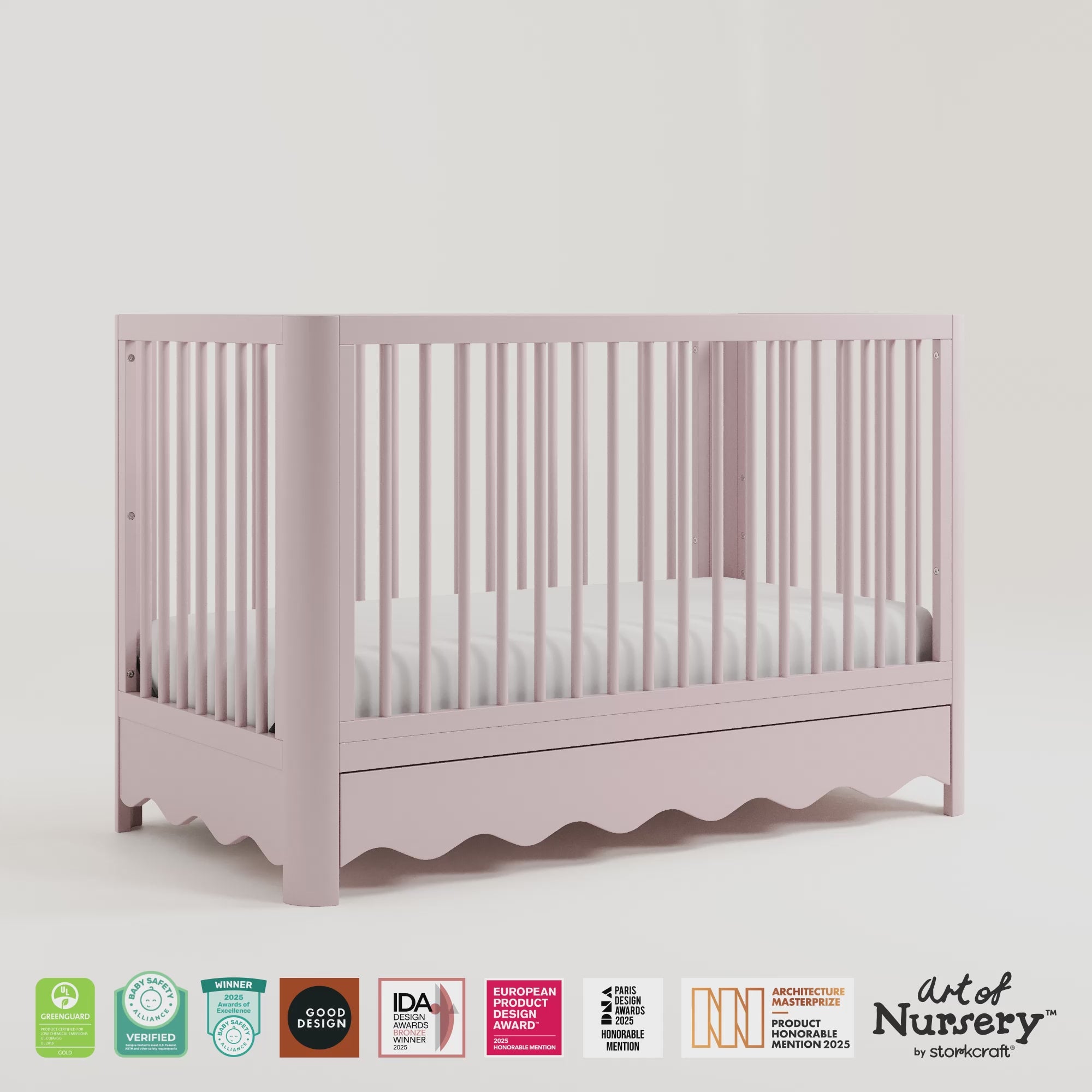 Casablanca blush crib with drawer 360 video