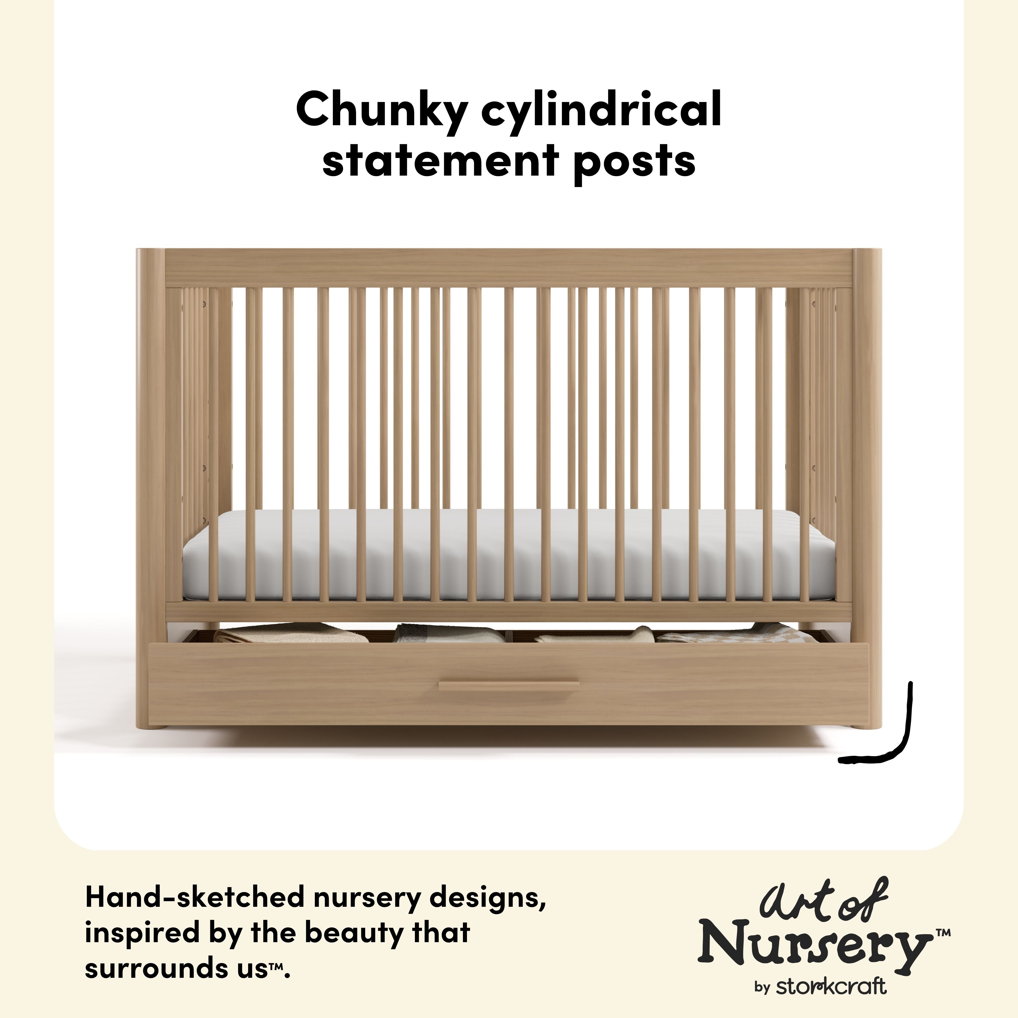 Storkcraft Malta 5-in-1 Convertible Crib with Drawer.