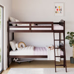 espresso bunk bed with fixed ladder in nursery