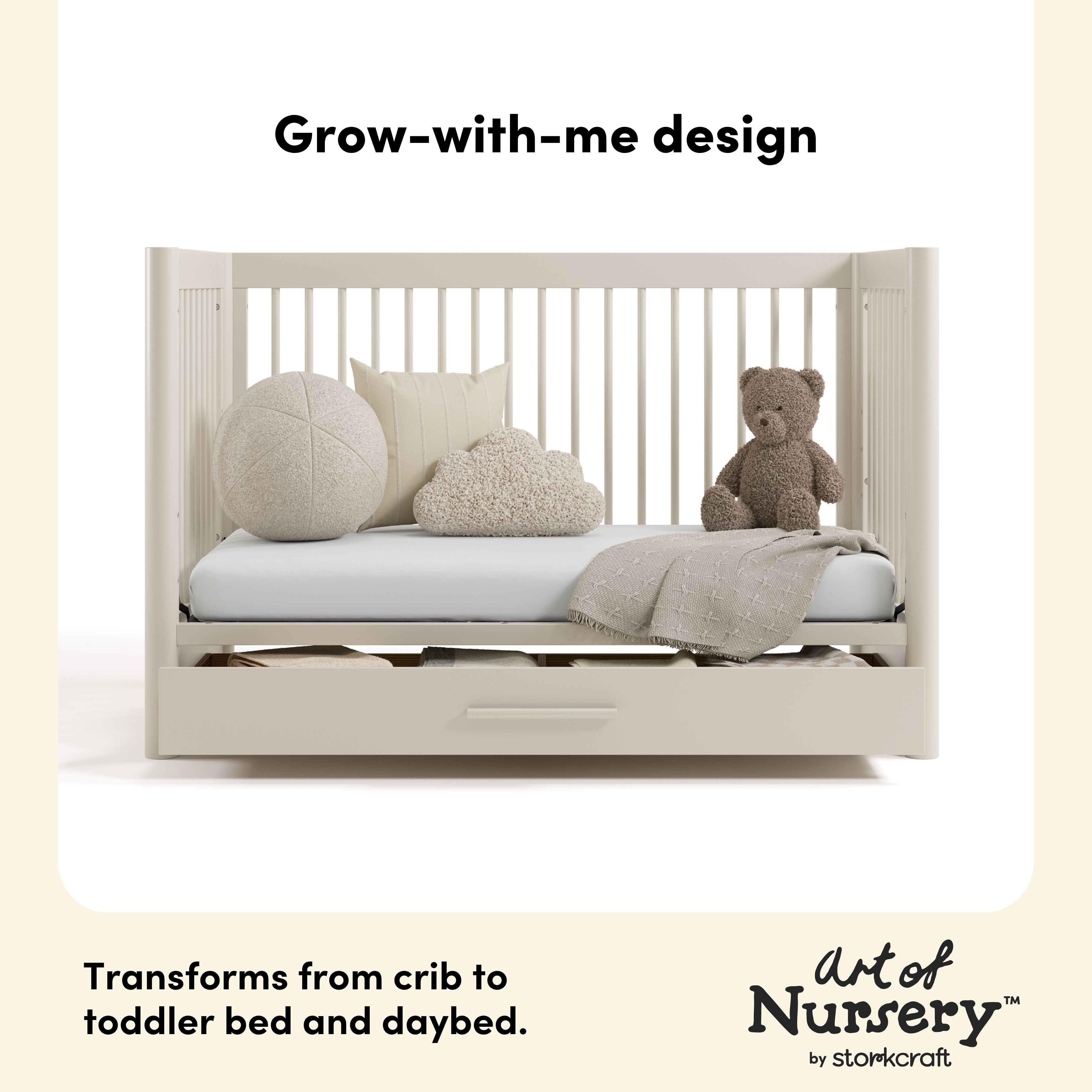 Storkcraft Malta 5-in-1 Convertible Crib with Drawer.