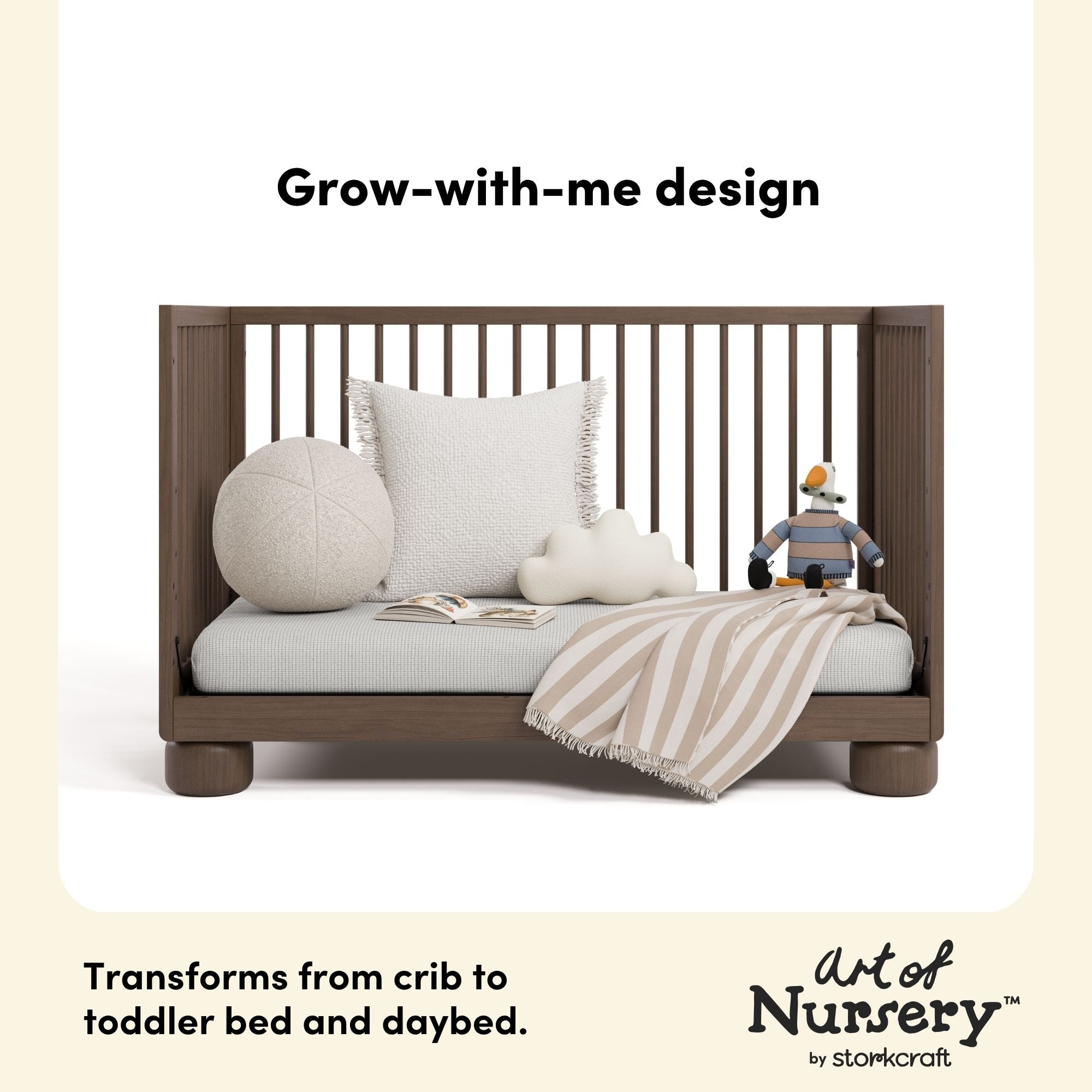 Storkcraft Sorrento 3-in-1 Convertible Crib with Bonus Toddler Guardrail.
