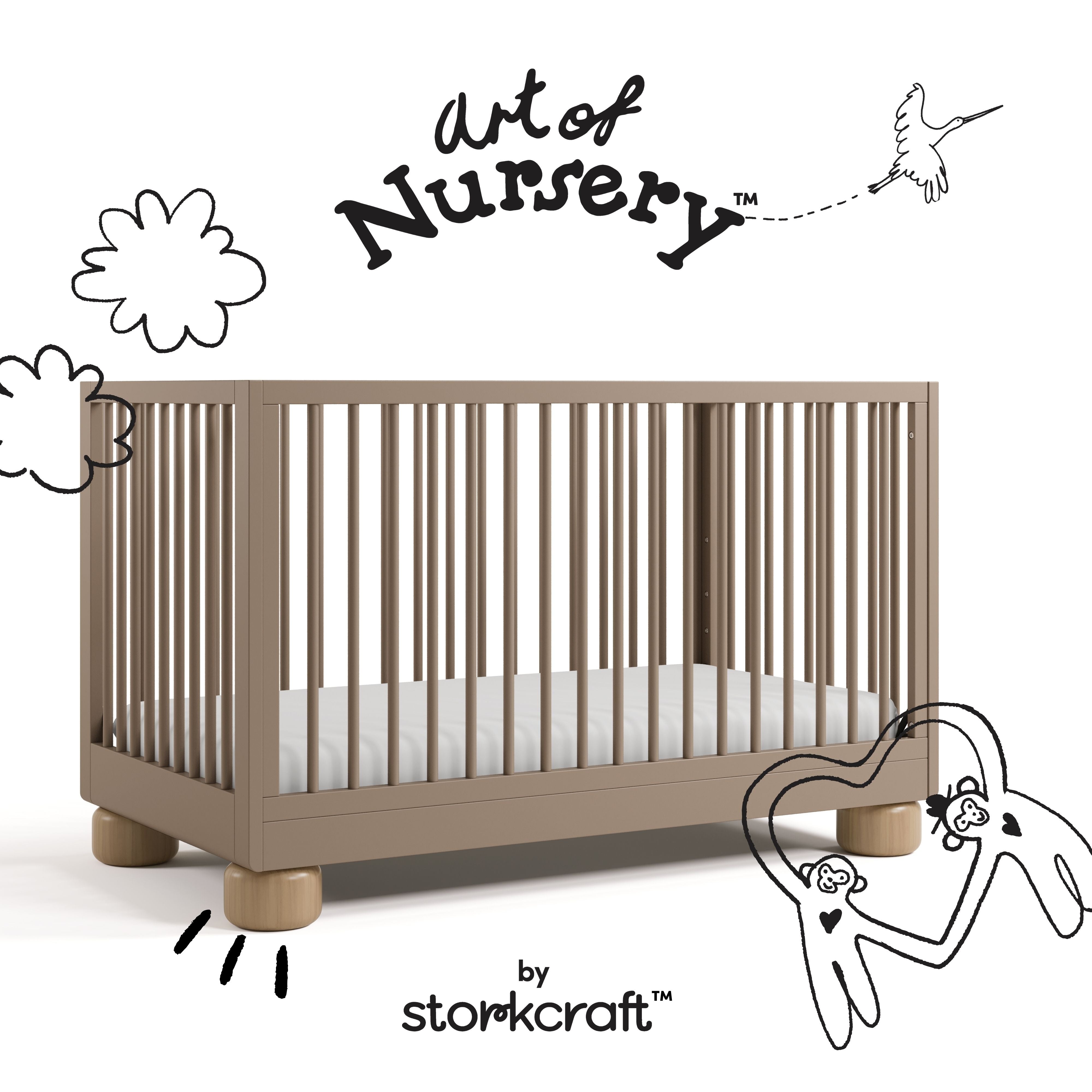 Storkcraft Sorrento 3-in-1 Convertible Crib with Bonus Toddler Guardrail.