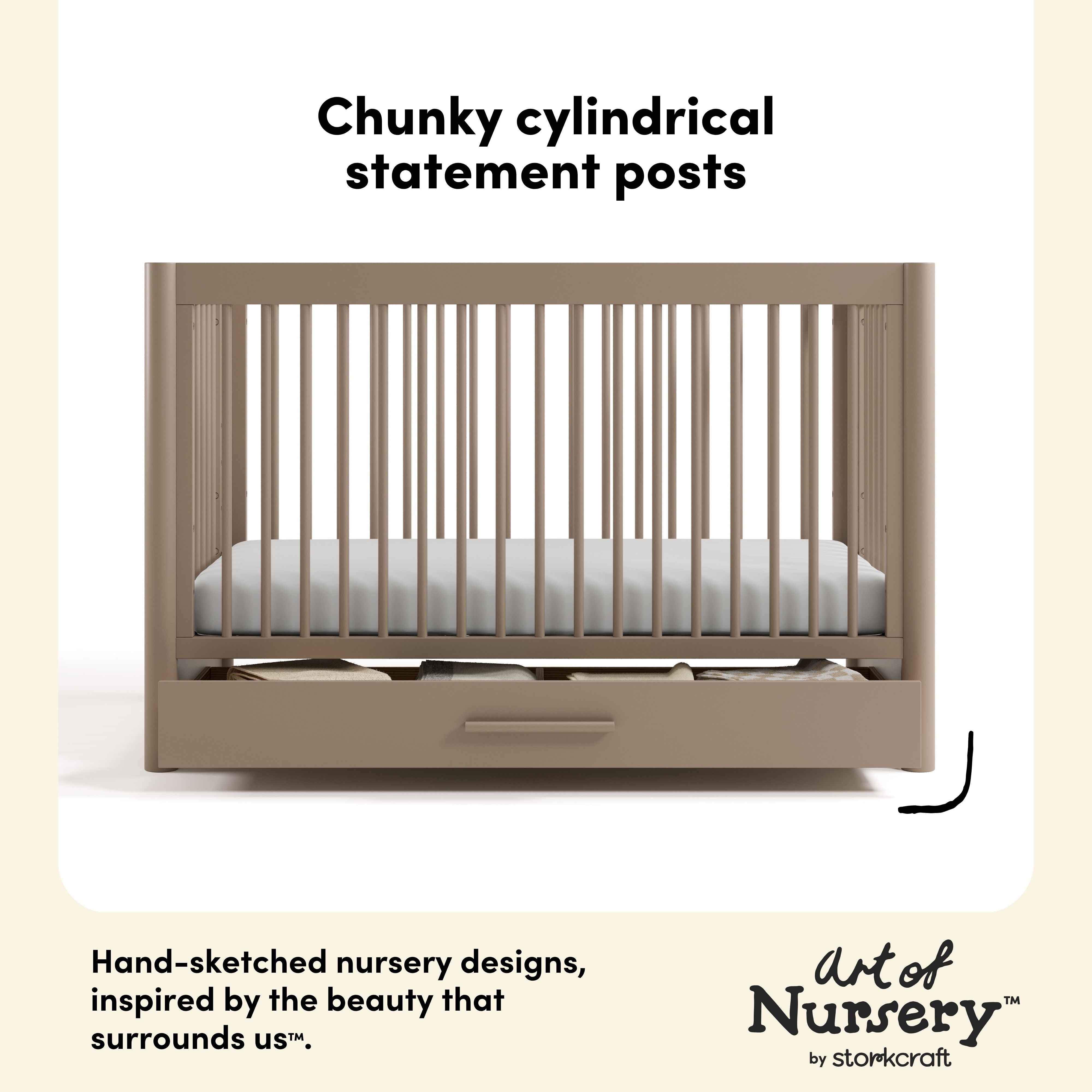 Storkcraft Malta 5-in-1 Convertible Crib with Drawer.