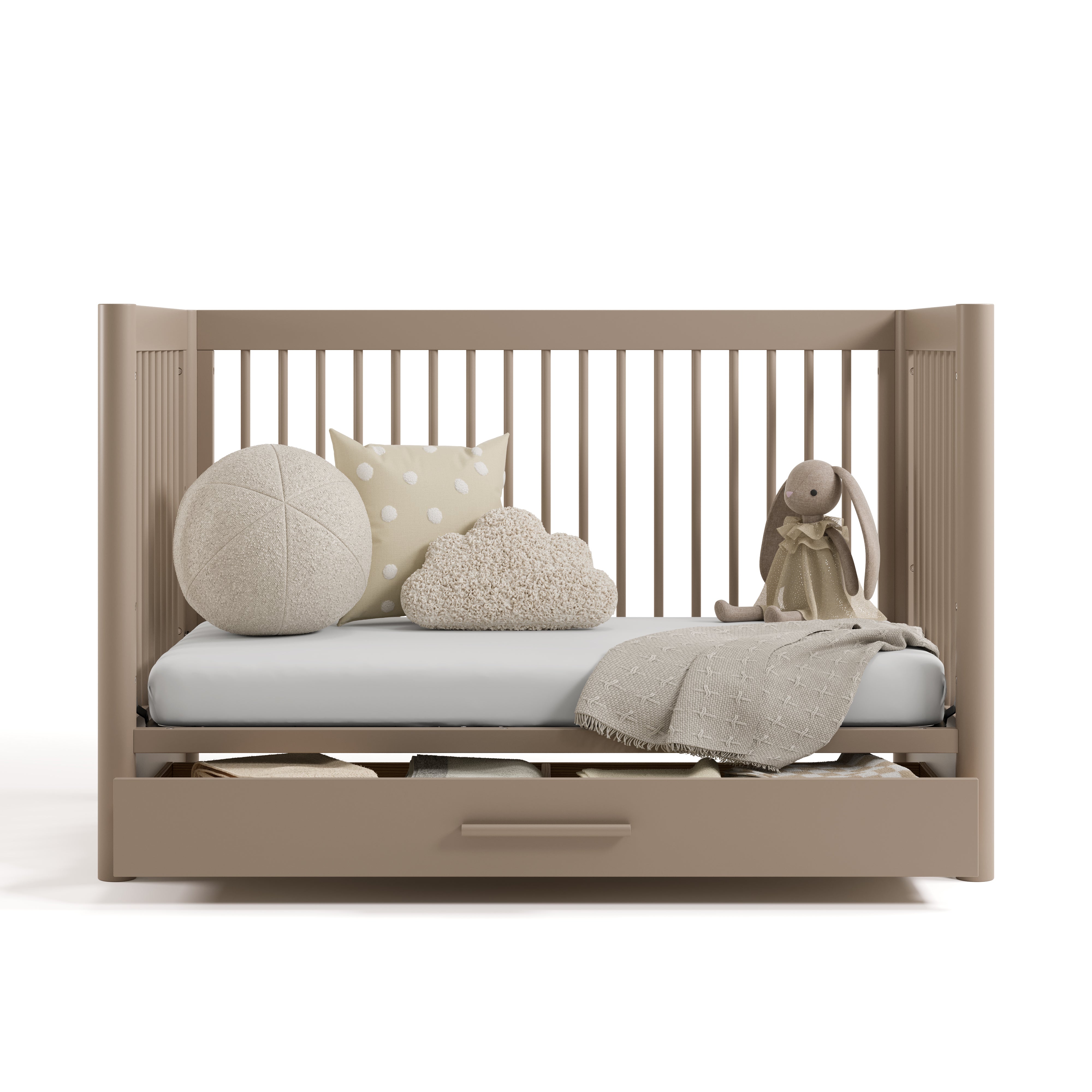 Storkcraft Malta 5-in-1 Convertible Crib with Drawer.
