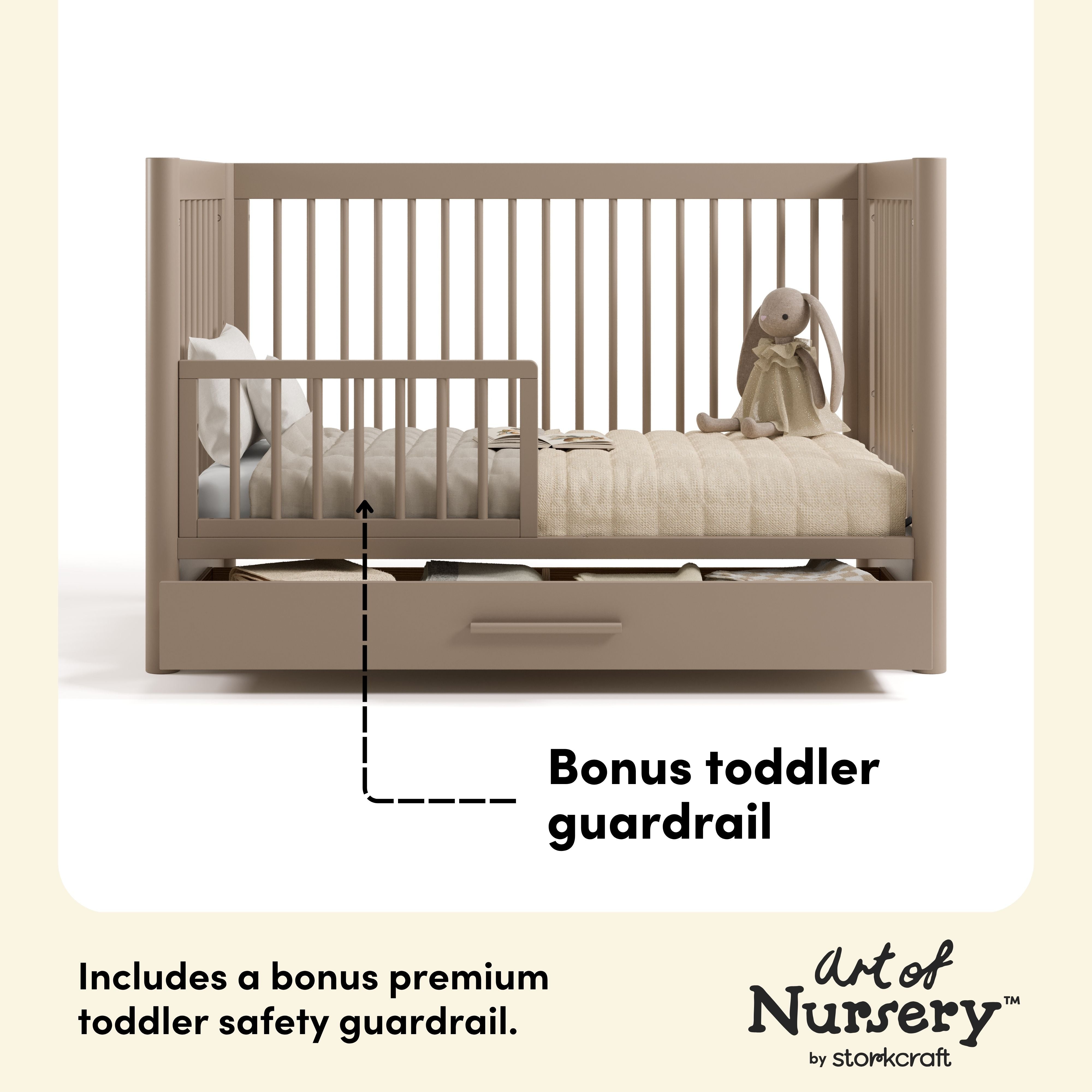 Storkcraft Malta 5-in-1 Convertible Crib with Drawer.