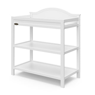 White angled changing table with storage