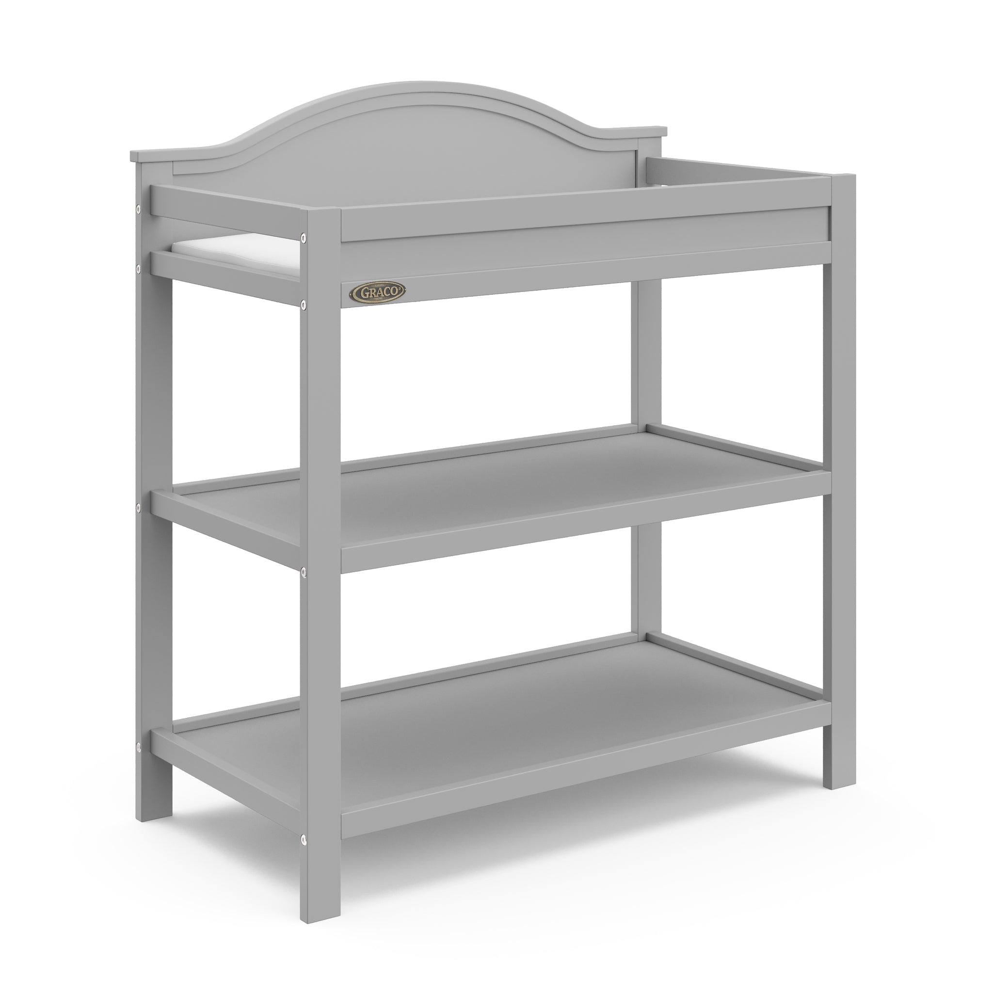  Pebble gray angled changing table with two open shelves