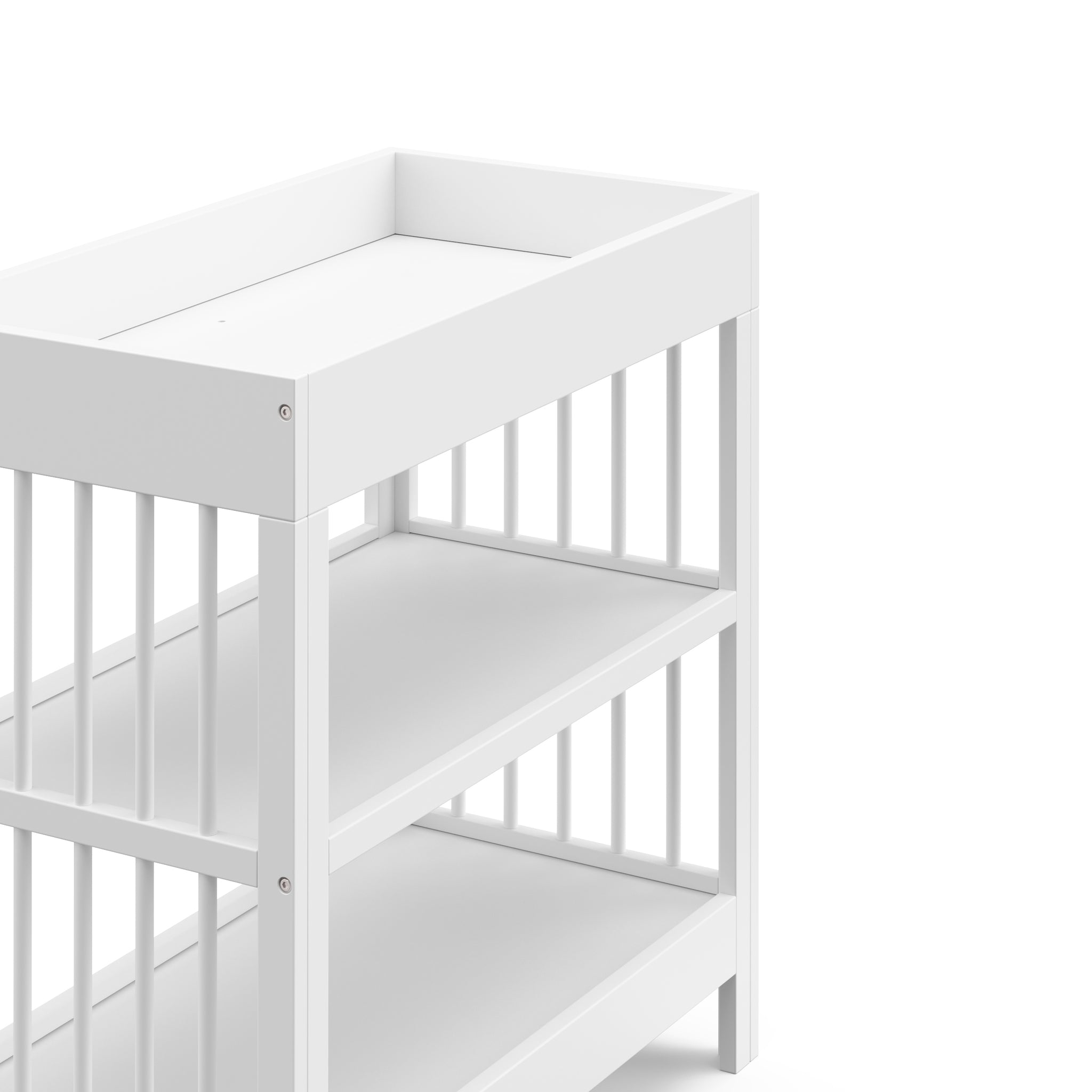 white changing table with two shelves