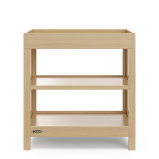 front view of driftwood changing table with two shelves