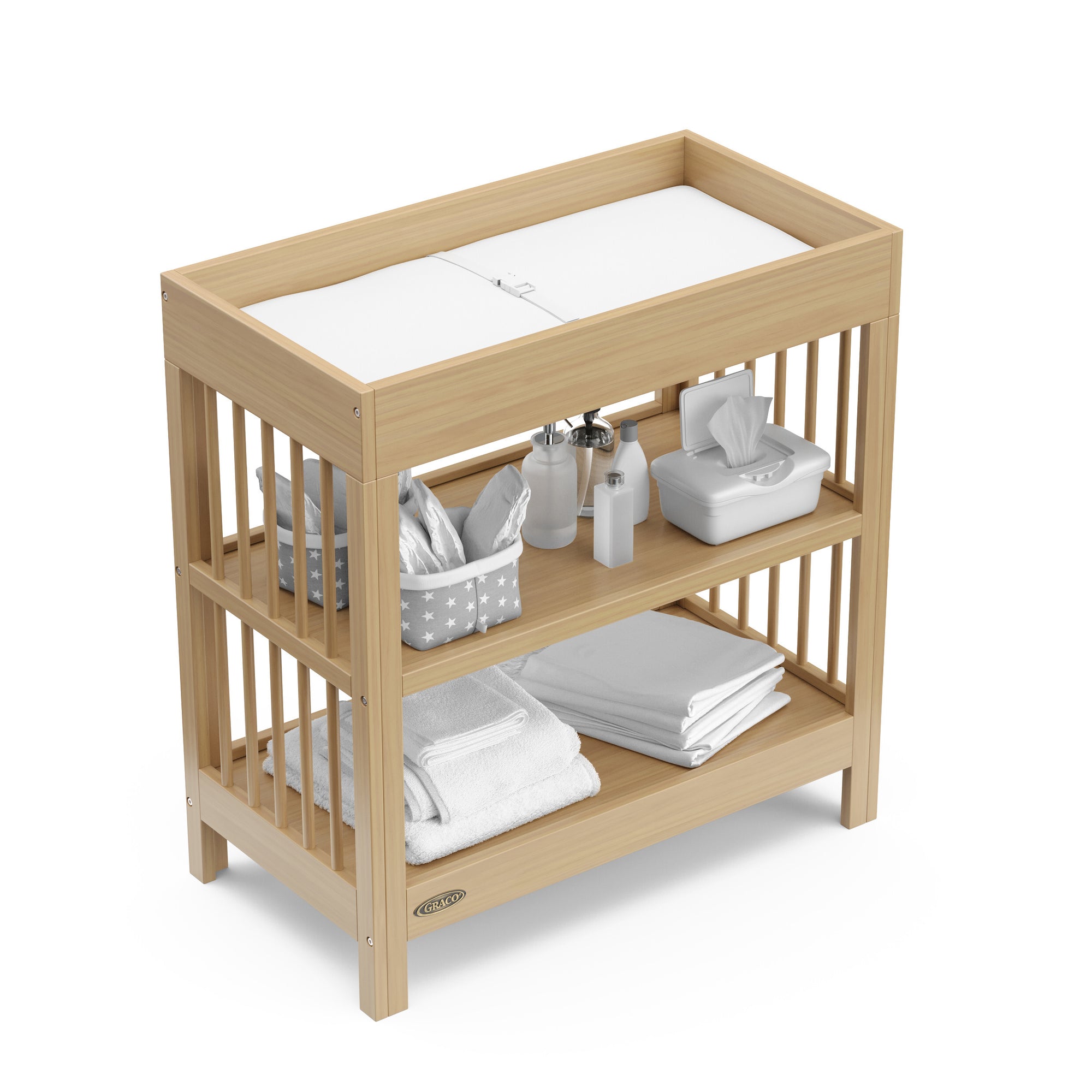 Guidecraft Change Table Graco® Teddi® Changing Table with Bonus Water-Resistant Changing Pad ...
