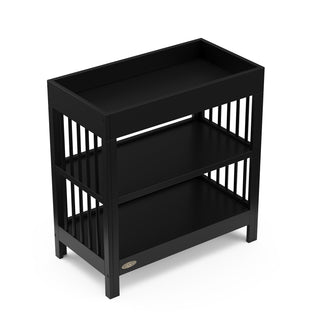 black changing table with two shelves