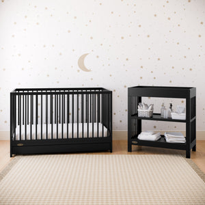 black changing table in nursery