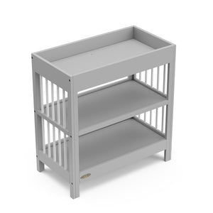 pebble gray with white changing table with two shelves