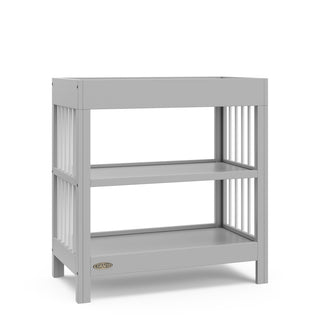 pebble gray with white changing table with two shelves