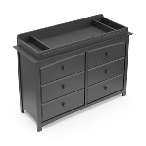 graychanging topper on top of 6 drawer dresser 