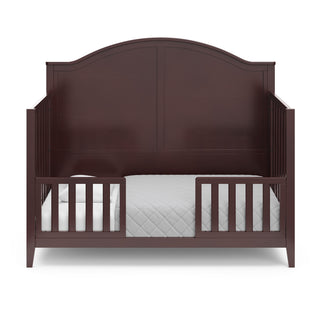 espresso toddler bed with guardrails
