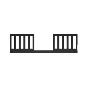 front view of black toddler safety guardrail kit with slats