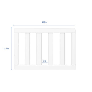 white toddler safety guardrail with slats with dimensions