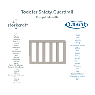 brushed fog toddler safety guardrail graphic with cribs compatibility